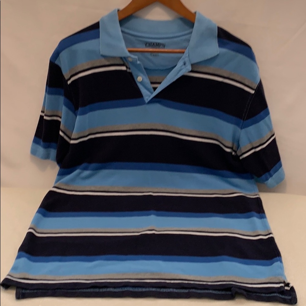 Champs Sports Blue Striped Polo Shirt